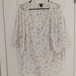 Torrid Cream Tie Front Blouse